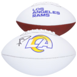 Aaron Donald Autographed Rams NFL Authentic Logo Football (Metabilia) With Acrylic Case
